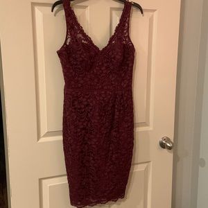 Plum colored, knee length formal dress